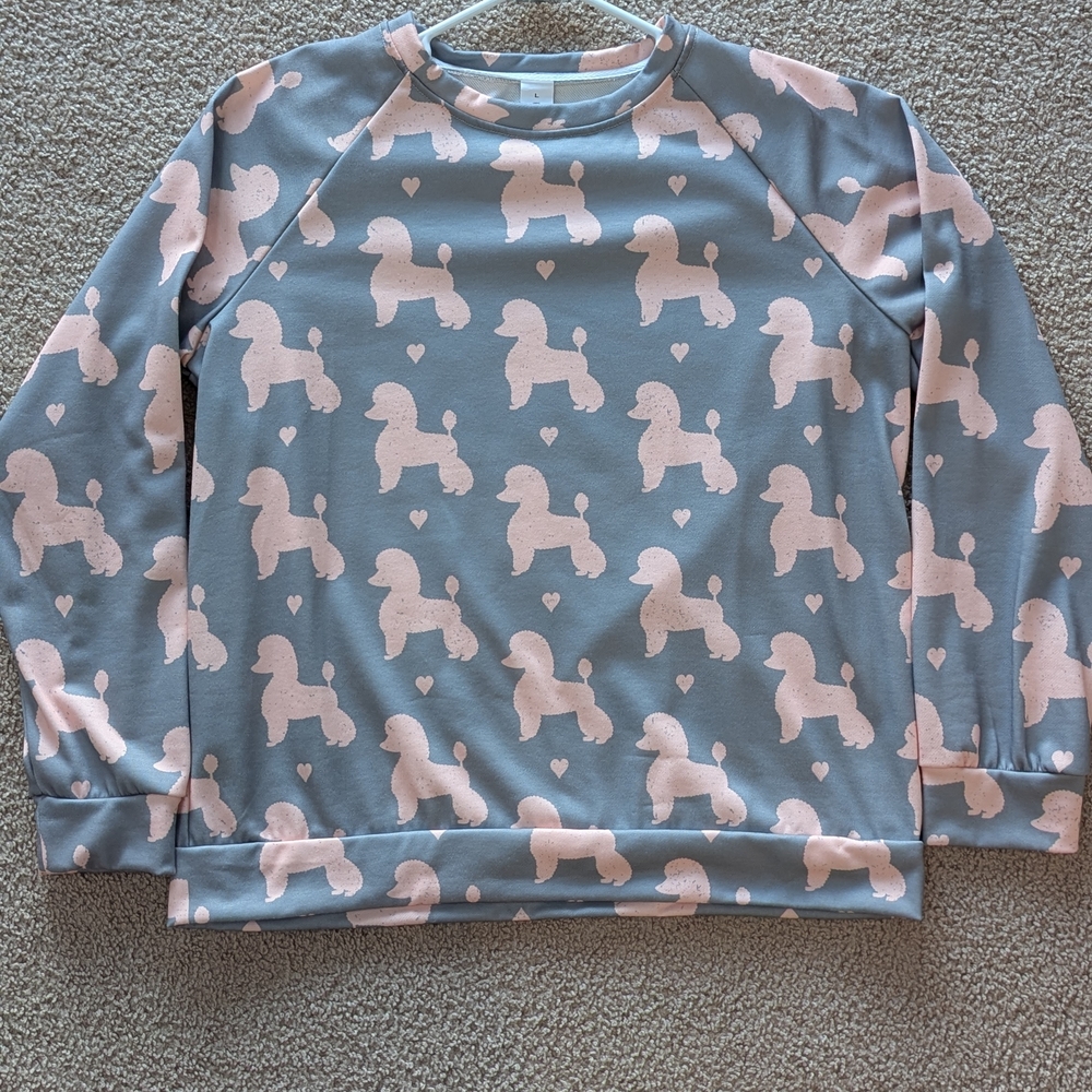 Stylish Gray and Pink Poodle Sweatshirt